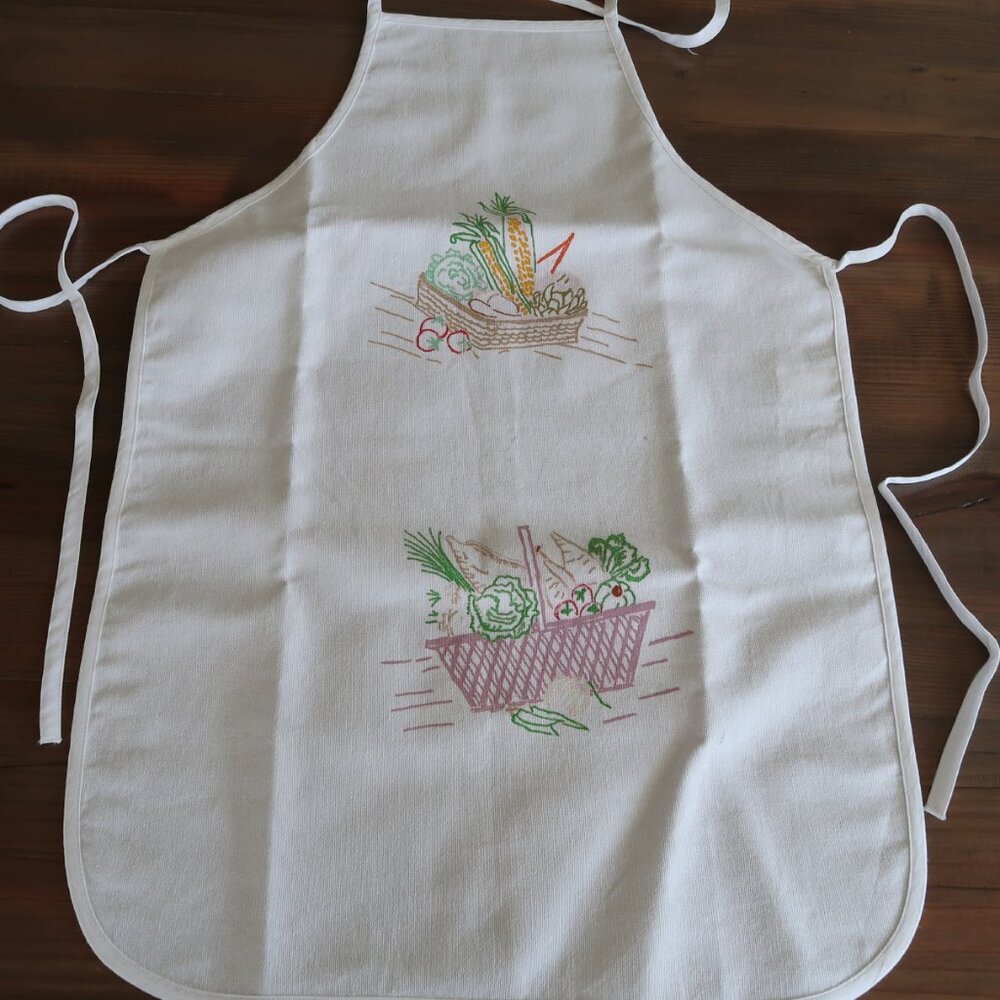 Hand-Painted Market Basket Bib Apron